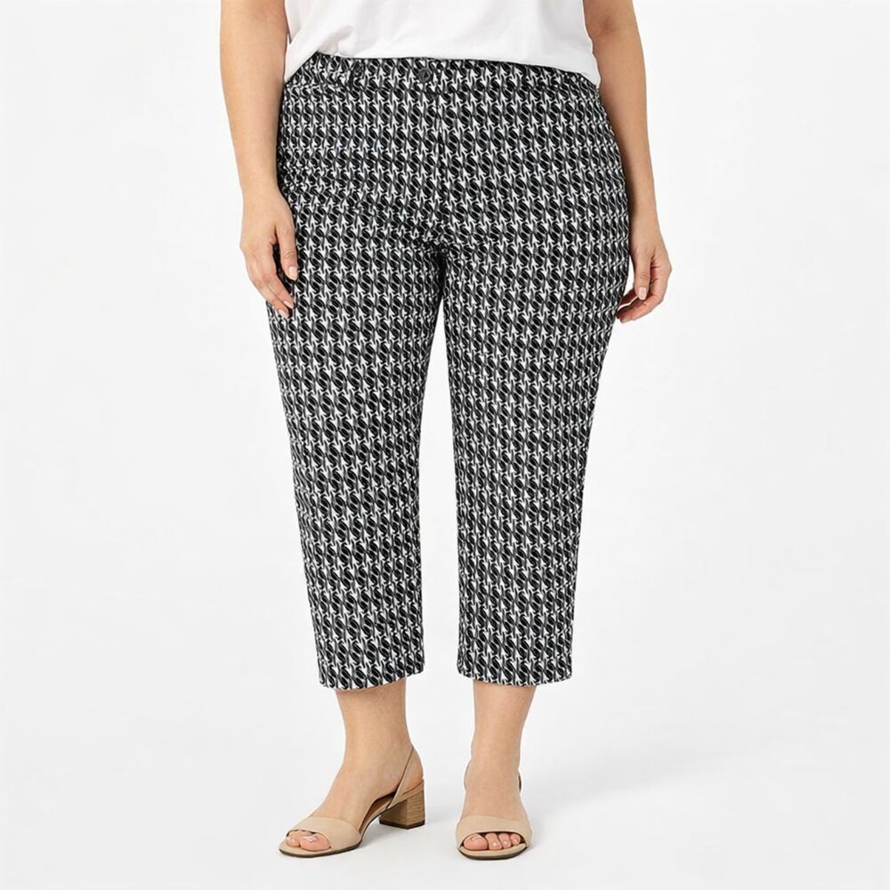 Talbots Cotton Stretch Crop Pants Size 18W Tuscan Bird Print